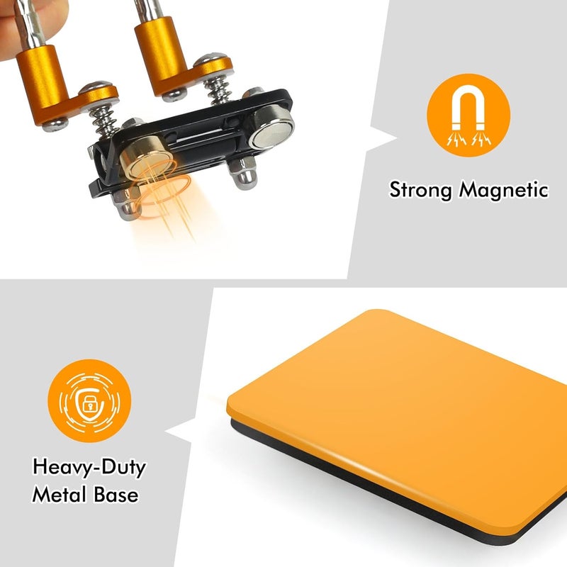 NOEVSBIG Magnetic Helping Hands Soldering Station with A 3.9 x 3.9 Inch Stable Base, 4 Flexible Arms– 360° Rotatable Adjustable Versatile Helping Hands Tool for Soldering, Electronics Repair, and DIY - Image 5